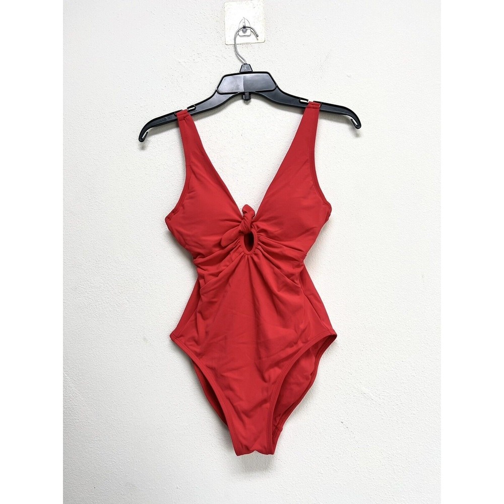 Robin Piccone Red One-Piece Swimsuit with Front Knot